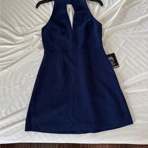 Express Blue Halter A-line Cocktail Dress